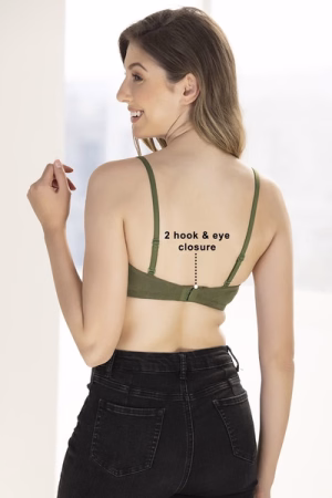 Padded Underwired Full Cup Multiway Strapless Balconette Bra in Olive Green