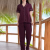 Pickled Beet Contrast Piping Pyjama Set