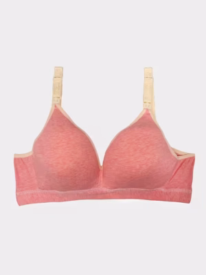 Pink Melange with Cream Piping Nursing Bra
