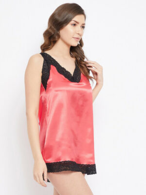 Red & Black Satin Bridal Baby Doll