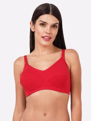 Red Clip-On Full Coverage Nursing Bra