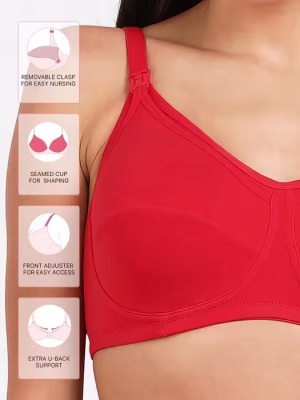 Red Clip-On Full Coverage Nursing Bra