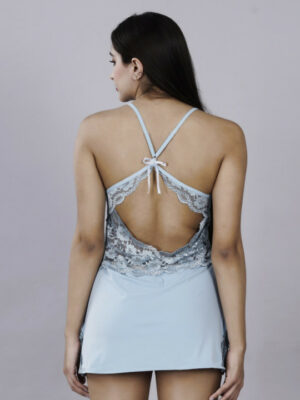 Self Design Baby Doll Nighty - Sea Green