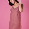 Sheer Babydoll with Matching G-String in Rose Brown - Georgette