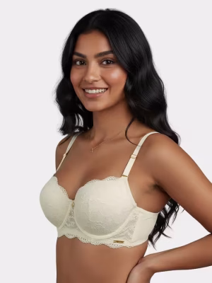 Skin Overlay Lace Padded Wired Ultimate Push Up Bra