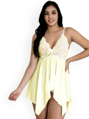 Women Net Baby Doll with Asymmetric Nightwear