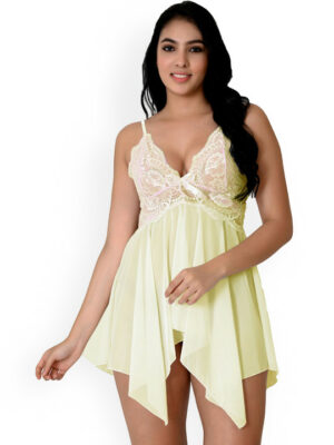 Women Net Baby Doll with Asymmetric Nightwear