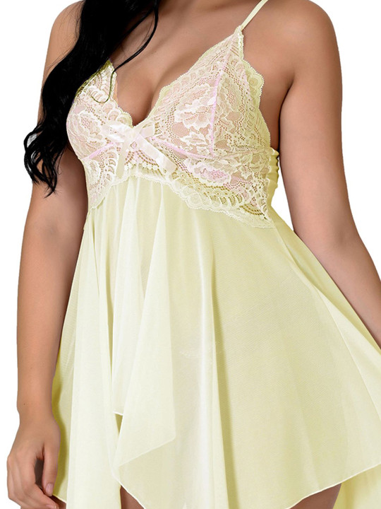 Women Net Baby Doll with Asymmetric Nightwear