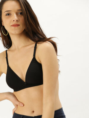 Black Solid Non-Wired Lightly Padded T-shirt Bra