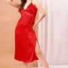 Chic Basic Long Nighty in Red - Satin