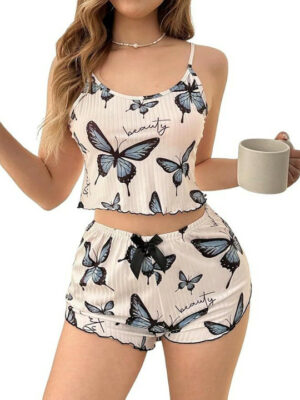 Conversational Printed Shoulder Straps Nightdress