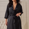 Luxurious Bridal Short Robe in Dark Blue - Satin