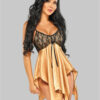 Self Design Satin Shoulder Straps Baby Doll Nighty