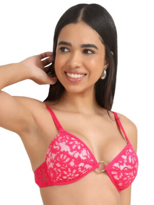 Women Net Embroided Half Coverage Lightly Padded Bra