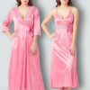 Women Pink Maxi Nighty with Robe