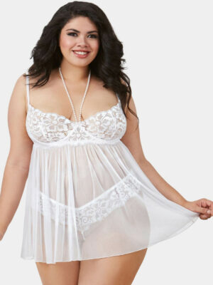 Women Plus Size Shoulder Straps Baby Doll Nighty