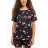 Women Printed Black Nightdress