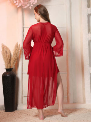 Women Red Maxi Nightdress