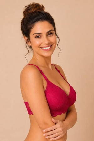 Non-Wired Full Coverage Multiway T-shirt Bra in Hot Pink - Lace