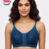 Blue Extra Support Laminated Cup Front Closure Bra