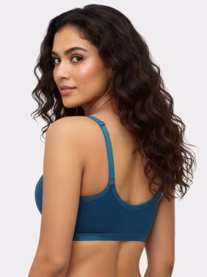 Blue Extra Support Laminated Cup Front Closure Bra