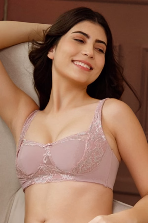 Bridal Non-Padded Non-Wired Full Coverage Balconette Bra in Rose Mauve