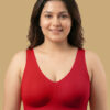 Cotton Padded Full Coverage Plus-Size Bonded Bra - Red