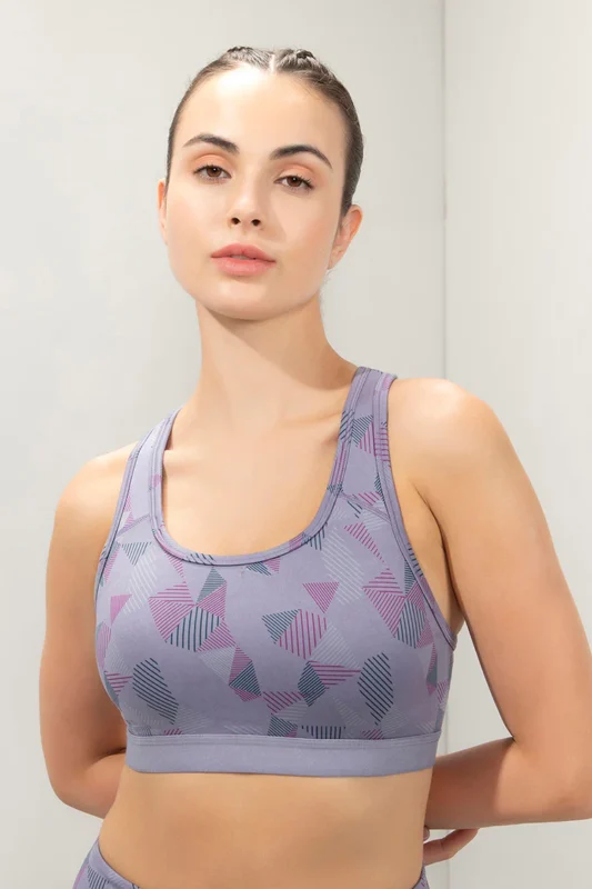 Energize Medium Impact Round Neck Sports Bra - Purple