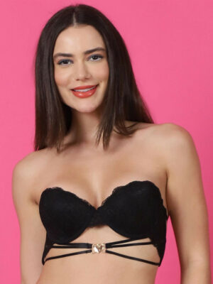 Floral Half Coverage Underwired Lightly Padded Balconette Lace Bra