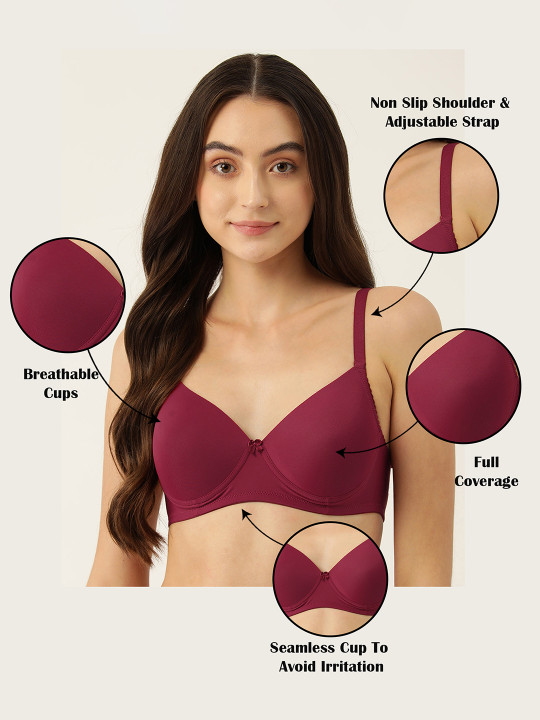 Full Coverage Lightly Padded Bra - Purple