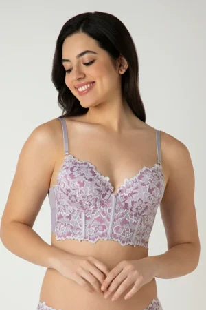 Lace Padded Non-Wired Longline Bra