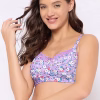 Non-Padded Non-Wired Floral Print Full Figure Bra in Lavender