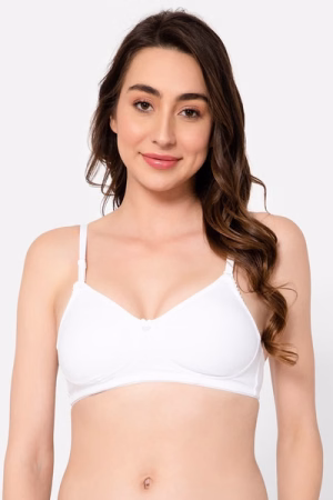 Non-Padded Non-Wired Full Coverage Multiway T-shirt Bra in White - Cotton