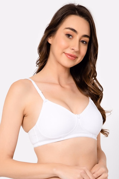 Non-Padded Non-Wired Full Coverage Multiway T-shirt Bra in White - Cotton