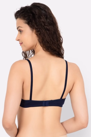 Non-Padded Non-Wired Full Coverage T-shirt Bra in Navy Colour - Cotton Rich