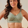 Non-Padded Non-Wired Full-Figure Bra in Sage Green - Cotton