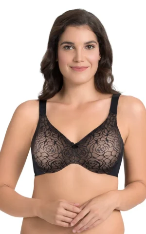 Non-Padded Wired Minimizer Bra - Lace Black