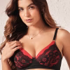 Padded Non-Wired Full Coverage Bra in Red - Lace