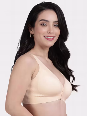Pearled Ivory Front Open Padded Seamless Bra
