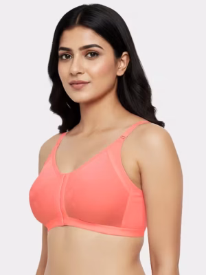 Pink Extra Support Laminated Cup Front Closure Bra