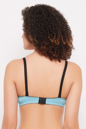 Push-Up Padded Non-Wired Demi Cup Multiway Bra in Blue Melange