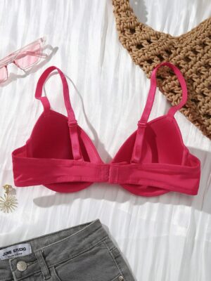 Women Solid Color Adjustable Strap Underwire Bra