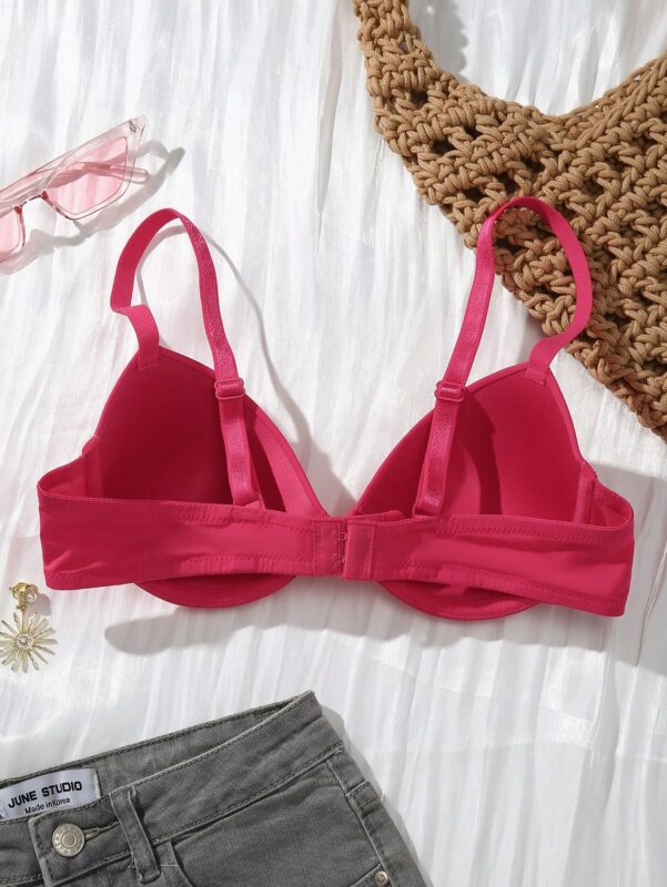 Women Solid Color Adjustable Strap Underwire Bra