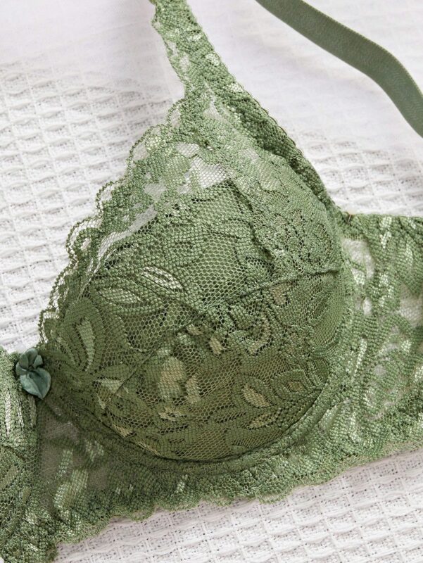Women's Army Green Lace Push Up Bra