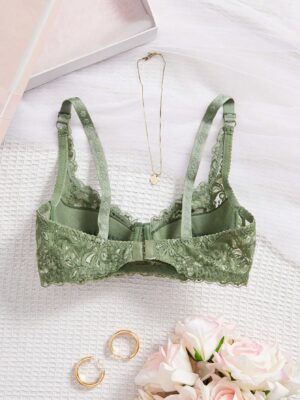 Women's Army Green Lace Push Up Bra