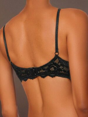 Women's Black Lace Pattern Lingerie Bra