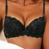 Women's Black Lace Pattern Lingerie Bra