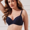 Uni-cup Padded Non-Wired Bra in Navy Blue - Lace