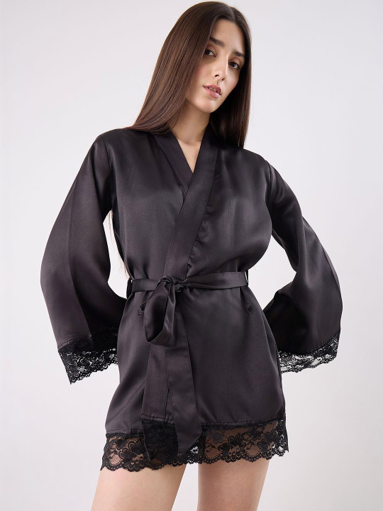 Dropped Shoulder Sleeves Mini Lingerie Nighty