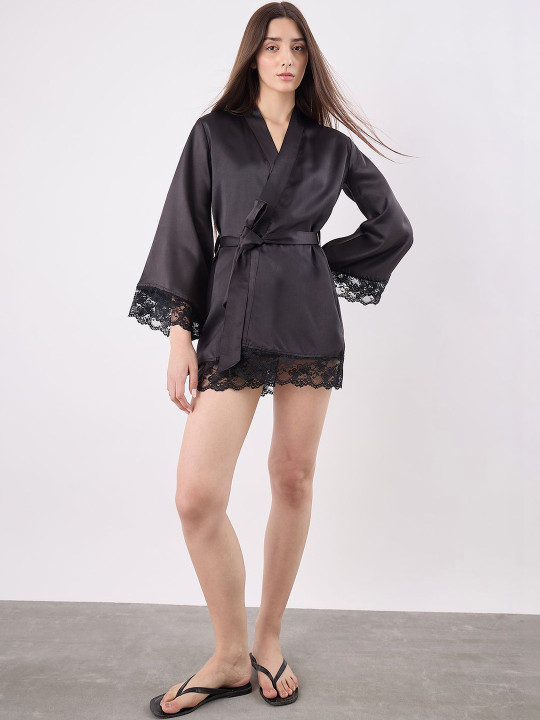 Dropped Shoulder Sleeves Mini Lingerie Nighty